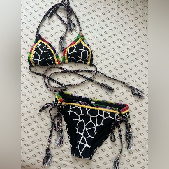 Kuleana Printed Bikini w/ Tassels Sz XS - Picture 2 of 3